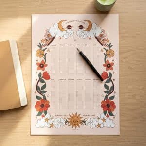 Verjaardagskalender Cosmic Flowers A3